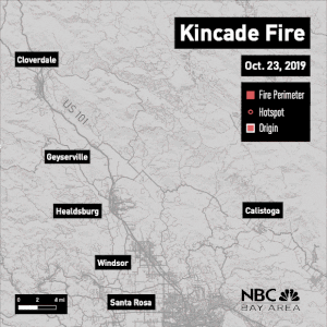 Kincade Fire Burns Between 2017 Wildfire Scars